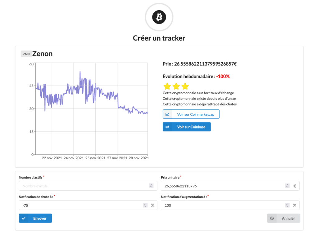 Page des trackers